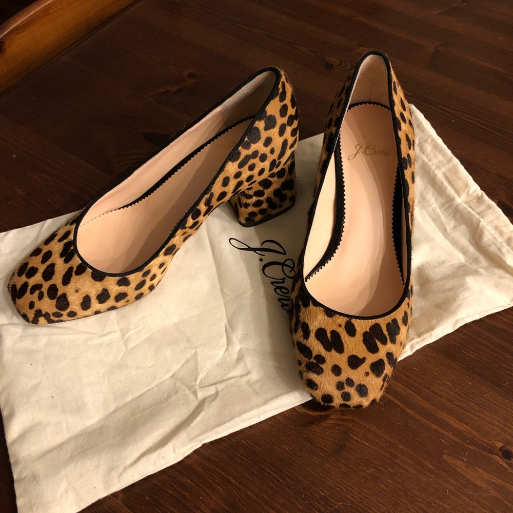 Jcrew Block-heeled pumps in Leopard calf hair